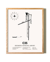 Reedsburg Municipal Airport framed print in natural wood frame