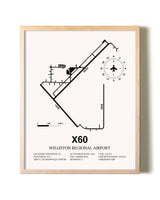 Williston Regional Airport framed wall art in white frame