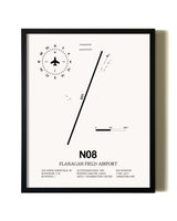 Framed Flanagan Field Airport wall art poster in black frame