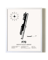 French Valley Airport airport map poster in oak frame