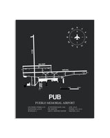 Gray Framed Pueblo Memorial Airport layout wall art poster