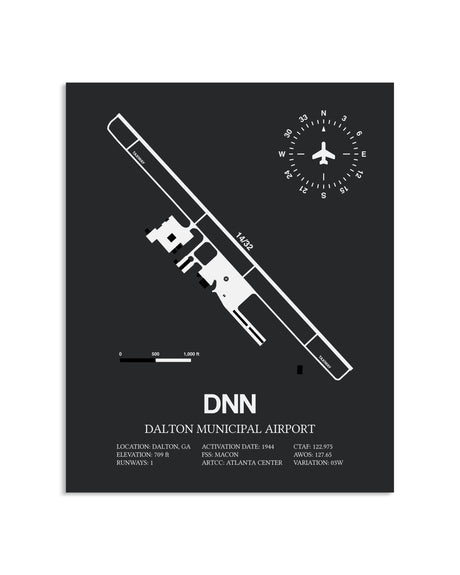 Gray Framed Dalton Municipal Airport layout wall art poster