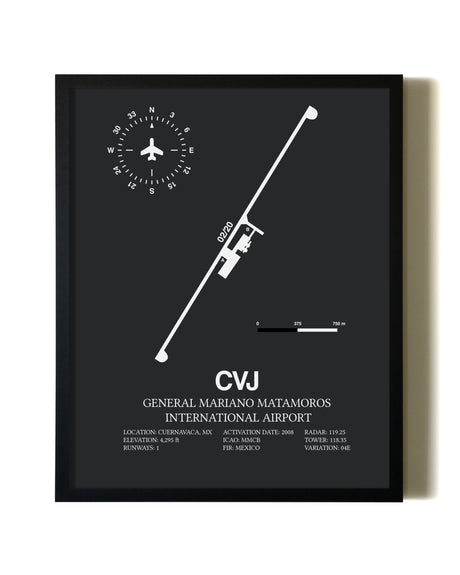 Unframed General Mariano Matamoros International Airport map print poster