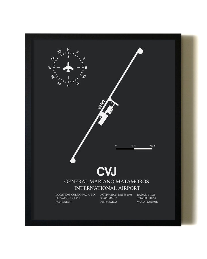 Unframed General Mariano Matamoros International Airport map print poster