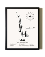 Framed Bob Sikes Airport wall art poster in black frame