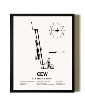 Framed Bob Sikes Airport wall art poster in black frame