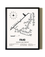Framed Hidden Lake Airport wall art poster in black frame