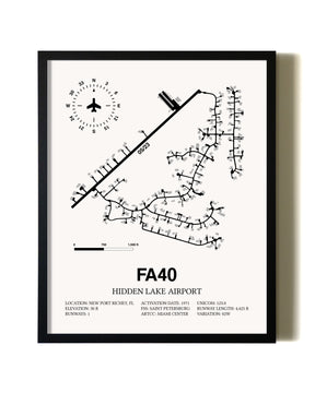 Framed Hidden Lake Airport wall art poster in black frame