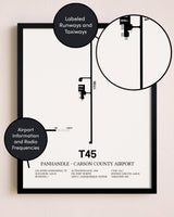 Framed Panhandle-Carson County Airport layout wall art poster