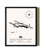 Framed Billings Logan International Airport wall art poster in black frame