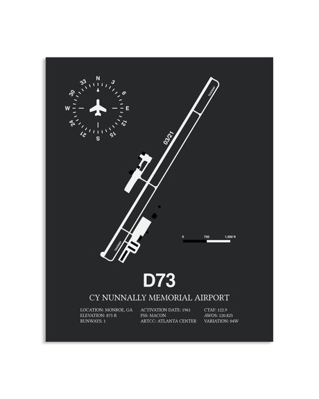 Gray Framed Cy Nunnally Memorial Airport layout wall art poster