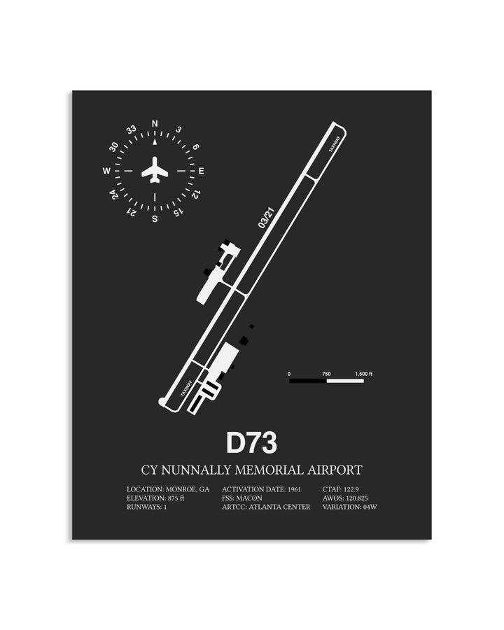 Gray Framed Cy Nunnally Memorial Airport layout wall art poster