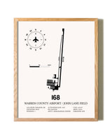 Warren County Airport / John Lane Field framed print in natural wood frame