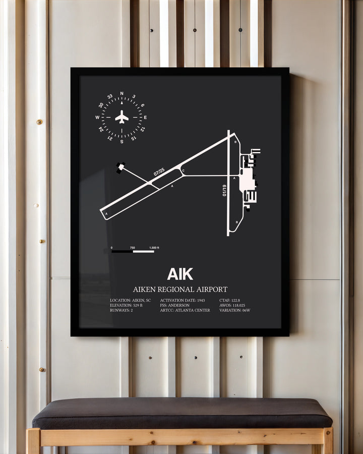Frame color options for Aiken Regional Airport Wall Art