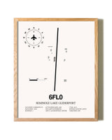 Seminole Lake Gliderport framed print in natural wood frame