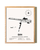 Statesville Regional Airport framed print in natural wood frame