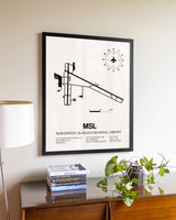 Northwest Alabama Regional Airport aviation wall décor in black wood frame