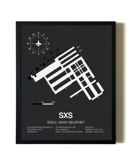 Unframed Shell Army Heliport map print poster