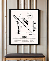 Hammond Northshore Regional Airport framed poster displayed in an airplane hangar