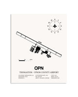 Gray Thomaston-Upson County Airport framed poster displayed in an airplane hangar