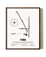 Fort Morgan Municipal Airport aviation print in walnut frame