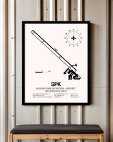 Spanish Fork Municipal Airport / Woodhouse Field framed poster displayed in an airplane hangar