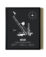 Unframed Mobile Regional Airport map print poster