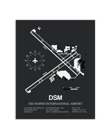 Gray Framed Des Moines International Airport layout wall art poster