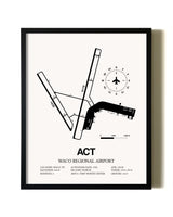 Framed Waco Regional Airport wall art poster in black frame