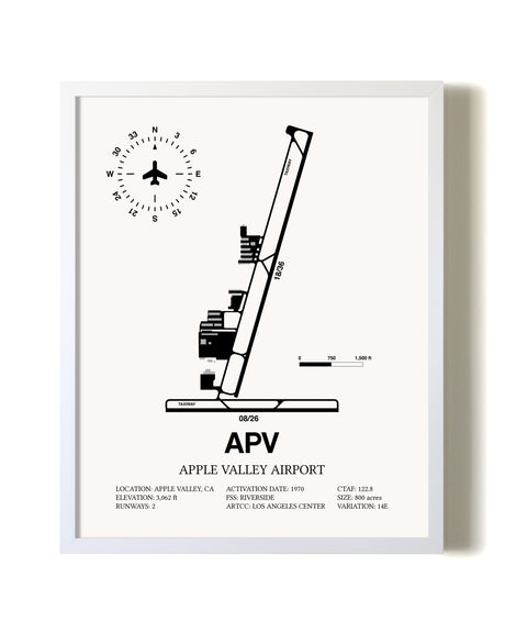 Apple Valley Airport airport map poster in oak frame