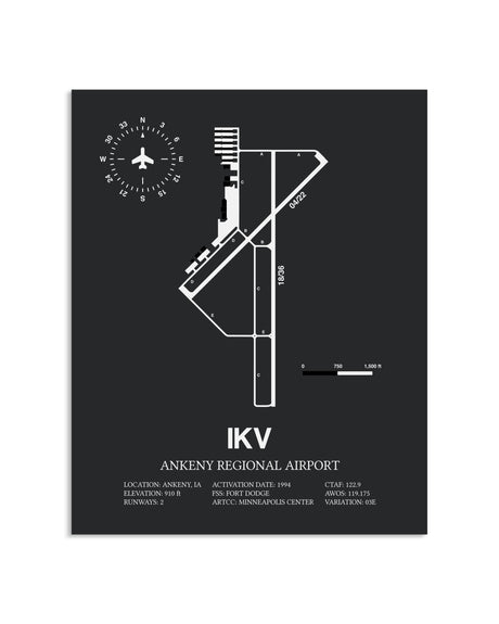 Gray Framed Ankeny Regional Airport layout wall art poster