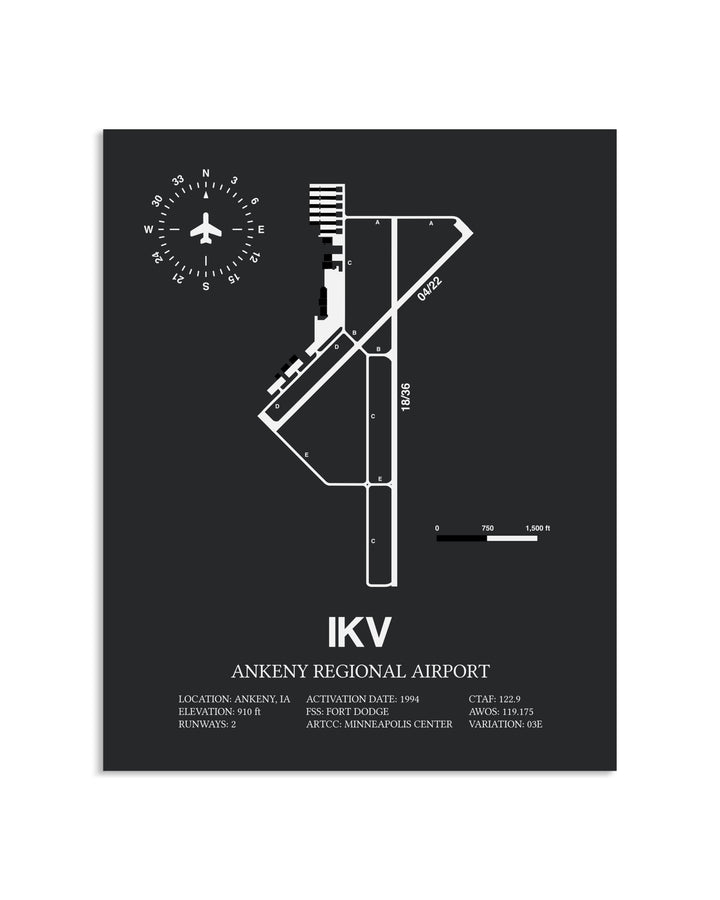 Gray Framed Ankeny Regional Airport layout wall art poster