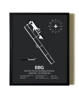 Unframed South Texas International Airport At Edinburg map print poster
