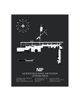 Gray Framed Jacksonville Naval Air Station (Towers Field) layout wall art poster