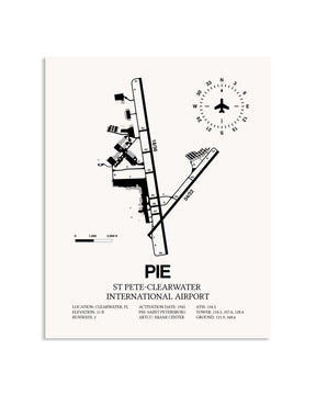 Gray St. Pete-Clearwater International Airport framed poster displayed in an airplane hangar