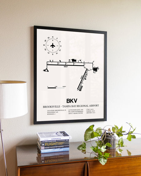 Brooksville-Tampa Bay Regional Airport aviation wall décor in black wood frame