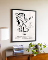 Shreveport Downtown Airport aviation wall décor in black wood frame