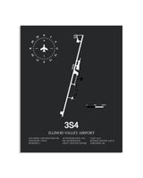 Gray Framed Illinois Valley Airport layout wall art poster