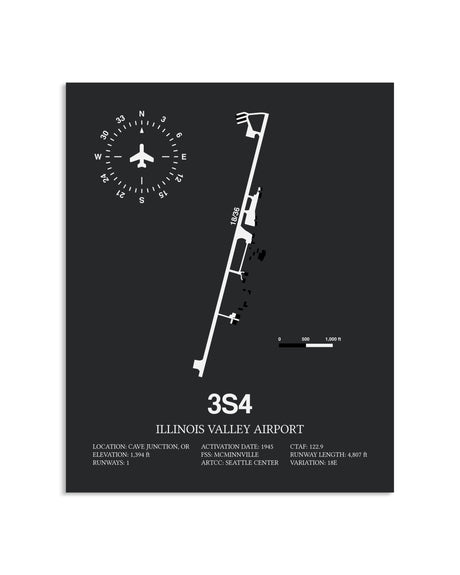 Gray Framed Illinois Valley Airport layout wall art poster