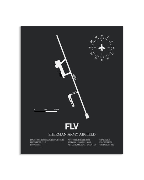 Gray Framed Sherman Army Airfield layout wall art poster