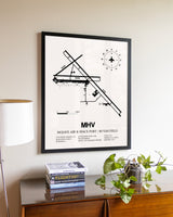 Mojave Air & Space Port / Rutan Field aviation wall décor in black wood frame