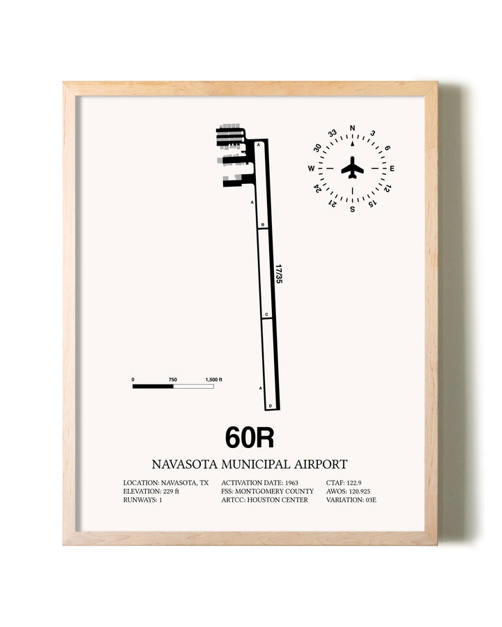 Navasota Municipal Airport framed wall art in white frame