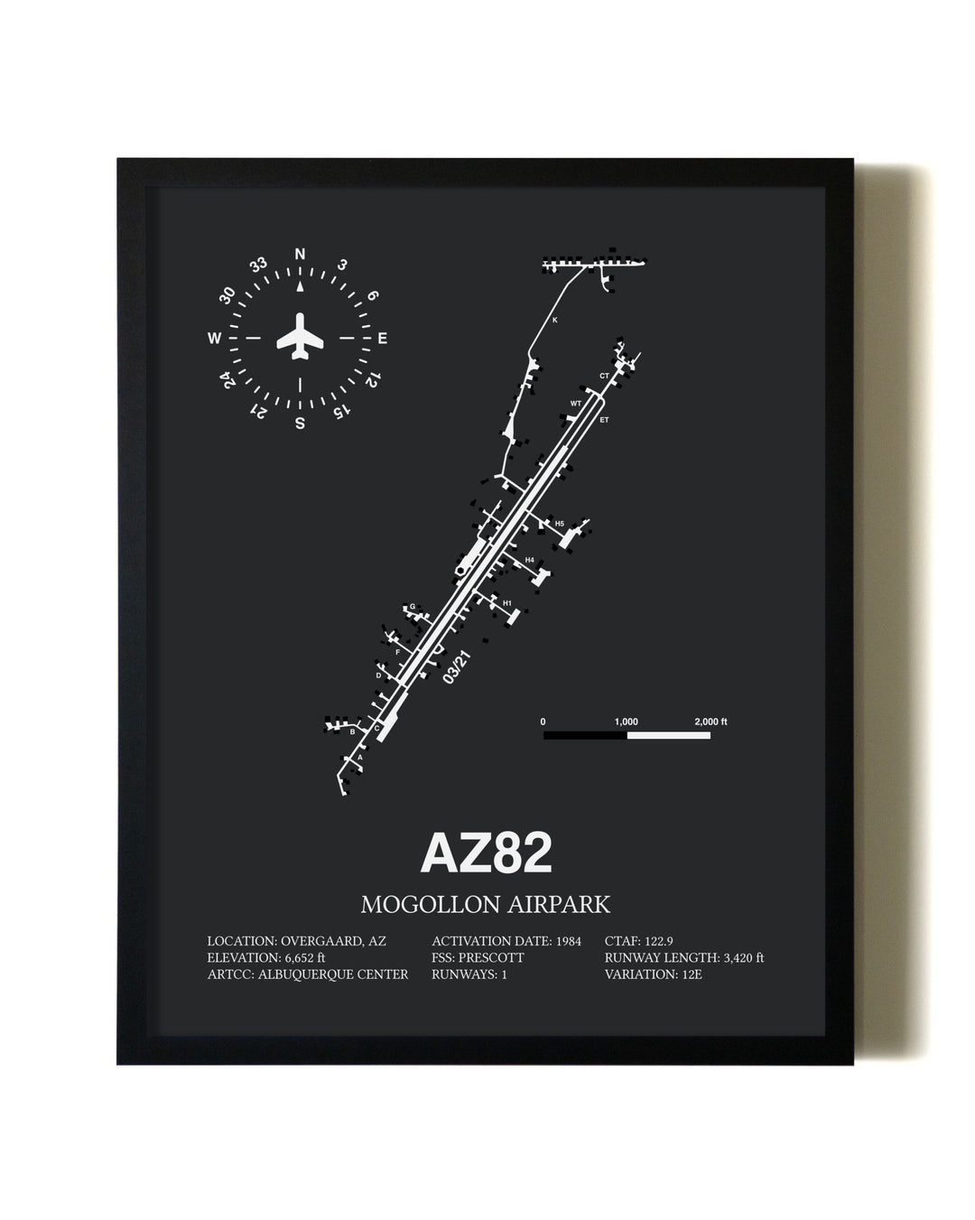 Unframed Mogollon Airpark map print poster