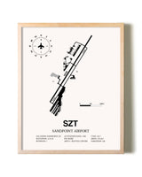 Sandpoint Airport framed wall art in white frame
