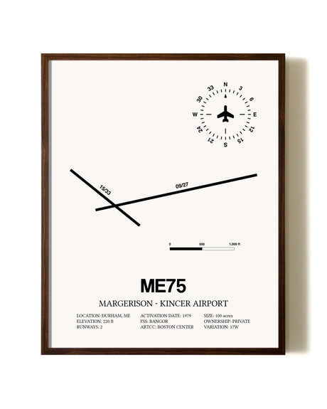 Margerison-Kincer Airport aviation print in walnut frame