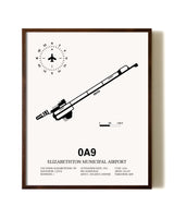 Elizabethton Municipal Airport aviation print in walnut frame