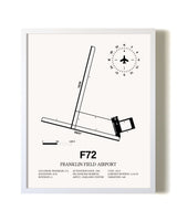 Franklin Field Airport airport map poster in oak frame