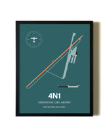 Green Greenwood Lake Airport aviation wall décor in black wood frame