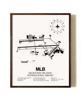 Melbourne Orlando International Airport aviation print in walnut frame