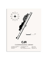 Gray Culpeper Regional Airport framed poster displayed in an airplane hangar